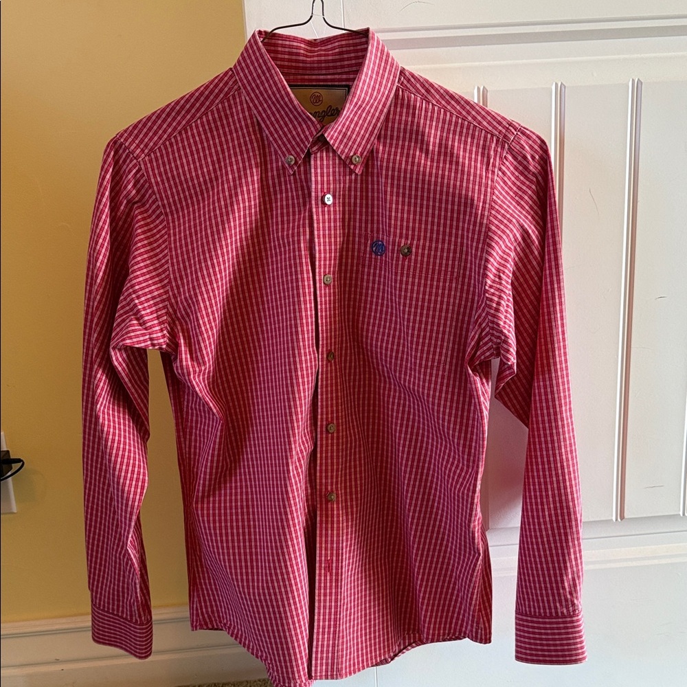 Wrangler Kids Red Checkered Button Down Shirt